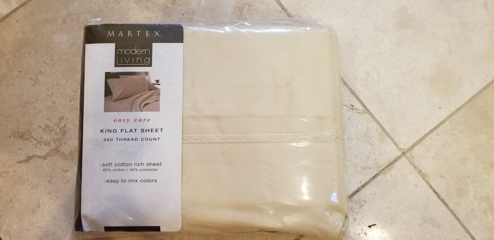 Vintage Martex King Flat Sheet - Solid Color-Tan-Parchment New In Package.