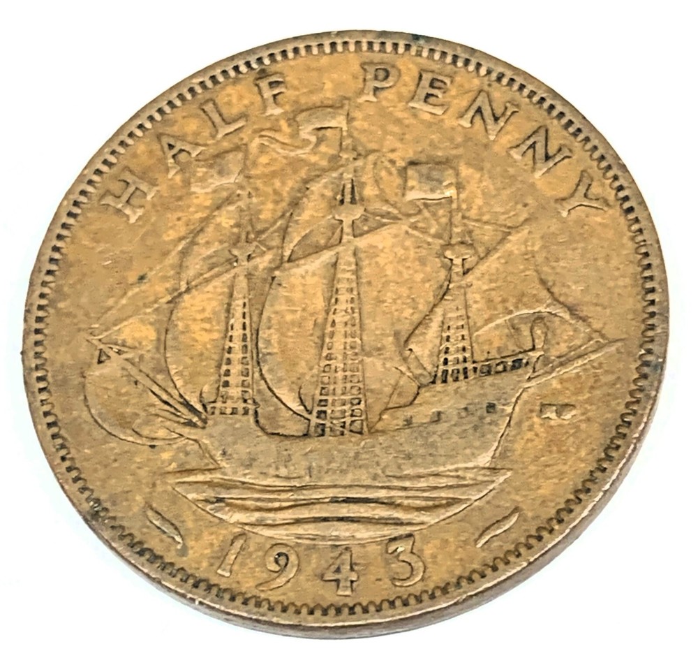 # C6332    GREAT BRITAIN     COIN,     HALF  PENNY    1943