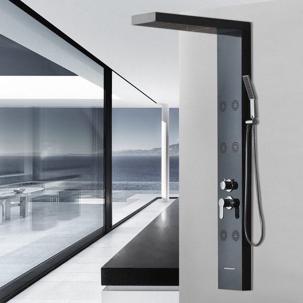 Bath Select Luna Chrome Rainfall Massage Jets Waterfall Shower Panel - BST6124BS