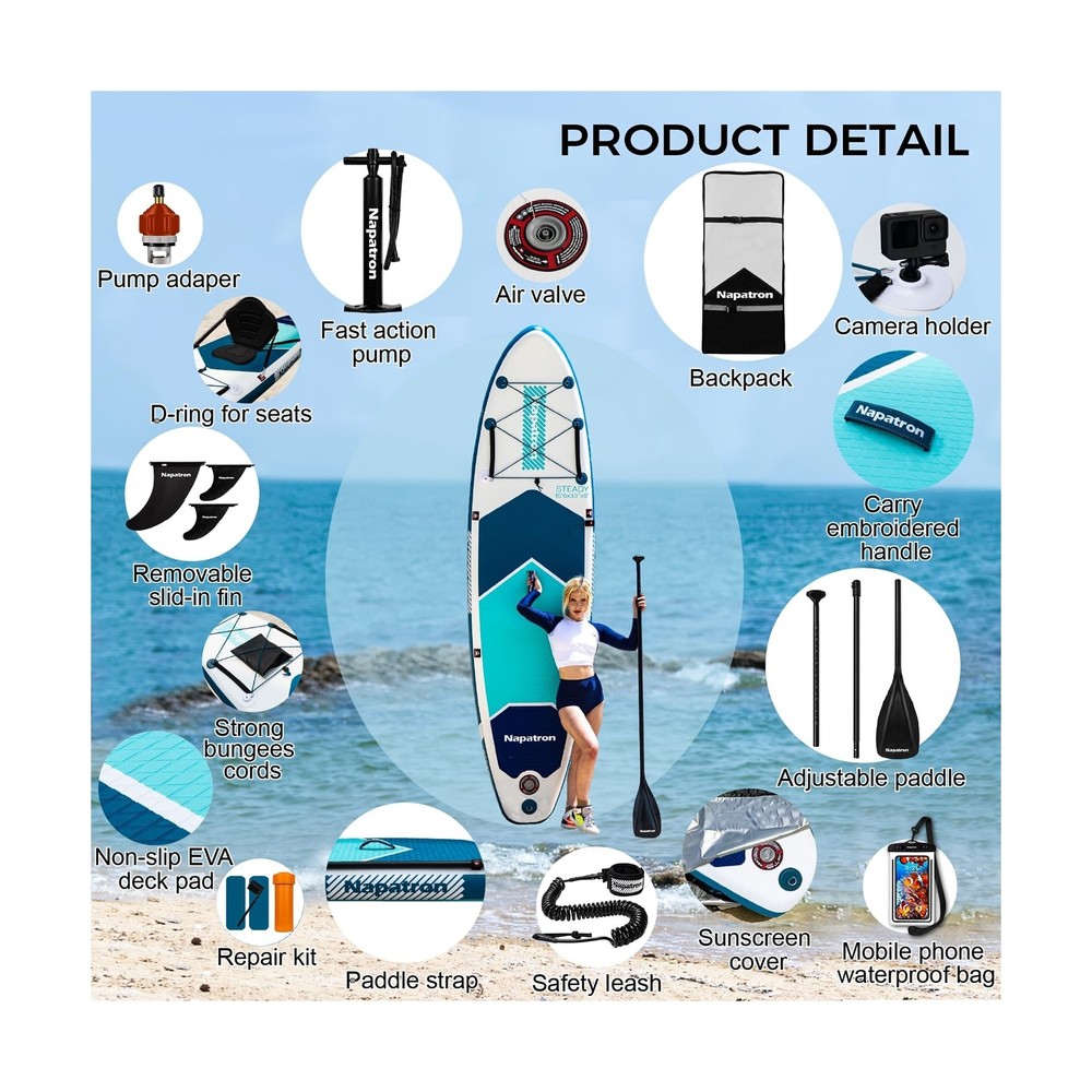 10'6 Inflatable Stand Up Paddle Boards, 33'' Widened Design Sup Paddle Board,...