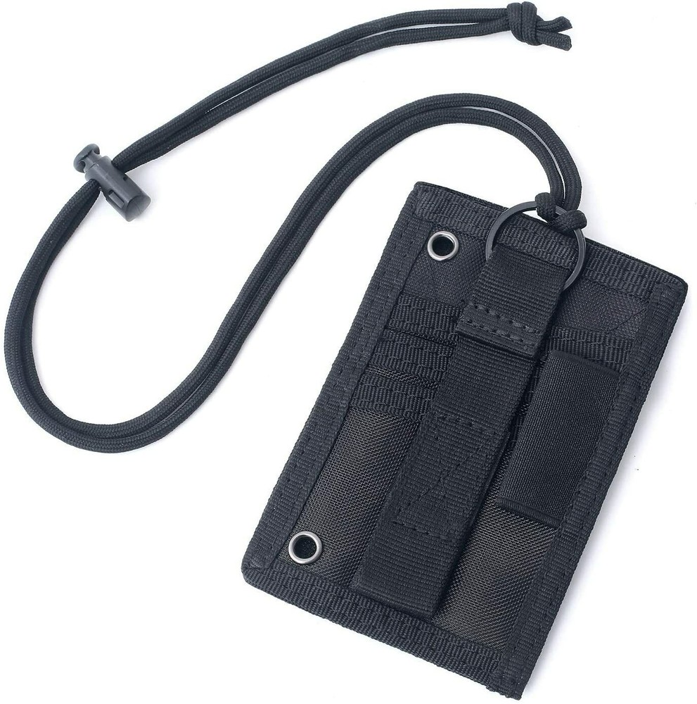Tactical ID Card Holder Hook&Loop Patch Badge Holder Organizer with Neck Lanyard