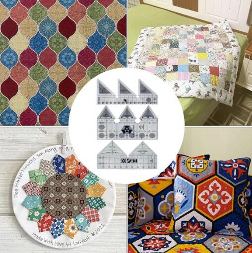 3 Size 60 Degree Acrylic Quilting Templates Sewing Patchwork Ruler DIY Crafts