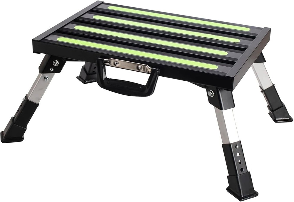 RV Steps, 4-Level Adjustable Folding Step Stool with Non-Slip Rubber Feet