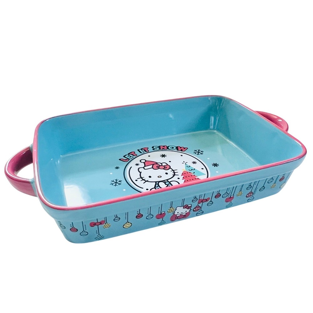 Hello Kitty Rectangular Baking Pan 12x8" Christmas Snow Globe Ceramic Casserole