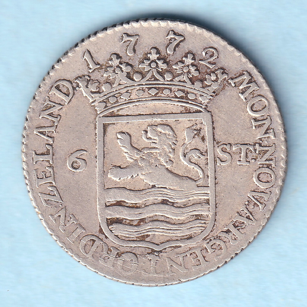 Netherlands - Zeeland..  1772 6 Stuiver..  Ship..  aVF
