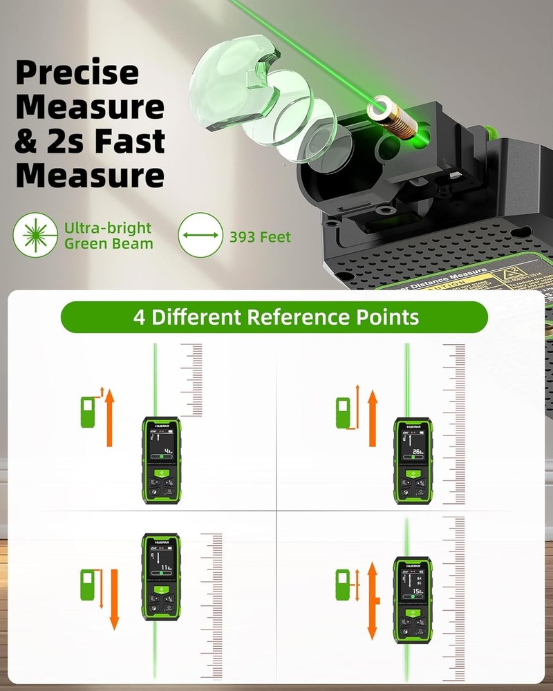 Huepar Dual Laser Measurement Tool, 393 feet