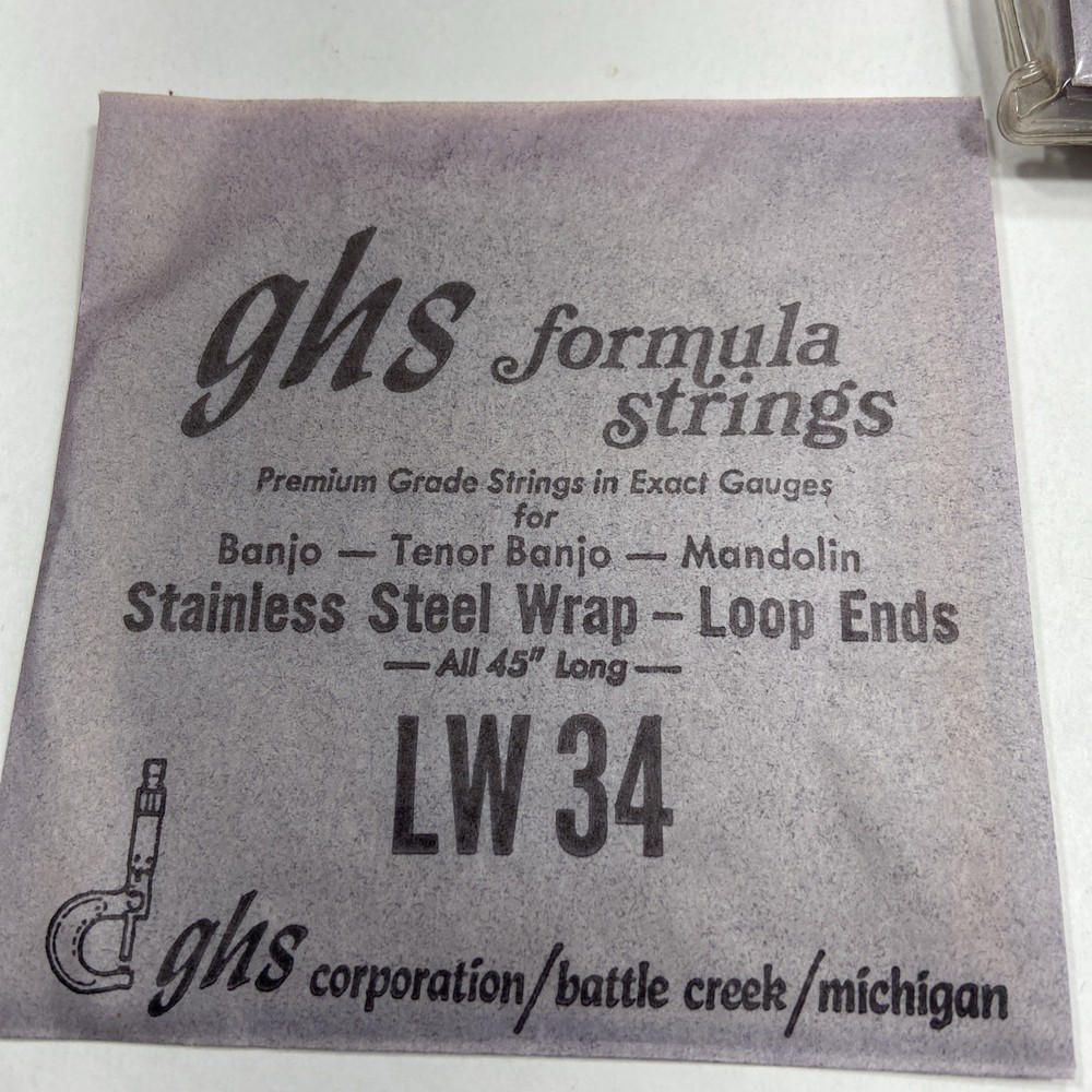 GHS Banjo Mandolin Strings LW34 Loop End Pack Of 6