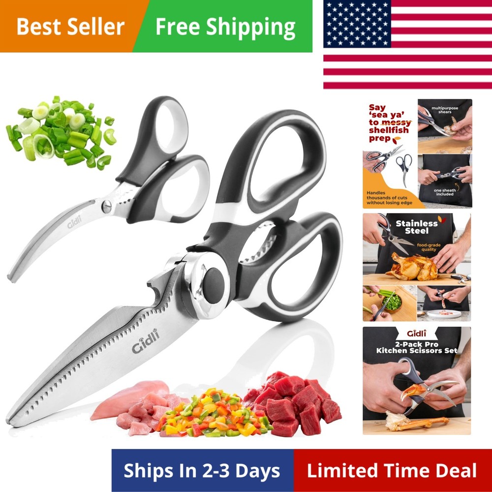 Kitchen Shears by - Liftime Replacement * - Includes Seafood Scissors As a Bo...