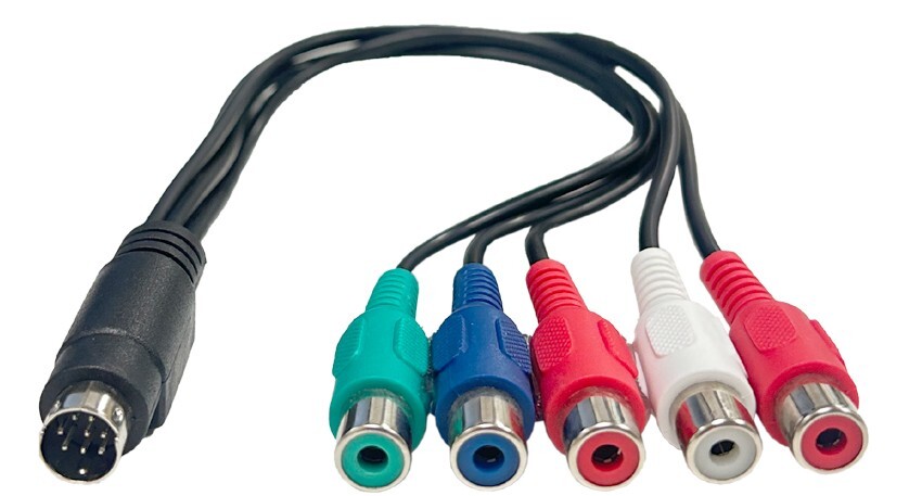 8-pin Mini DIN Type To 5 RCA RGB Breakout Adapter Cable