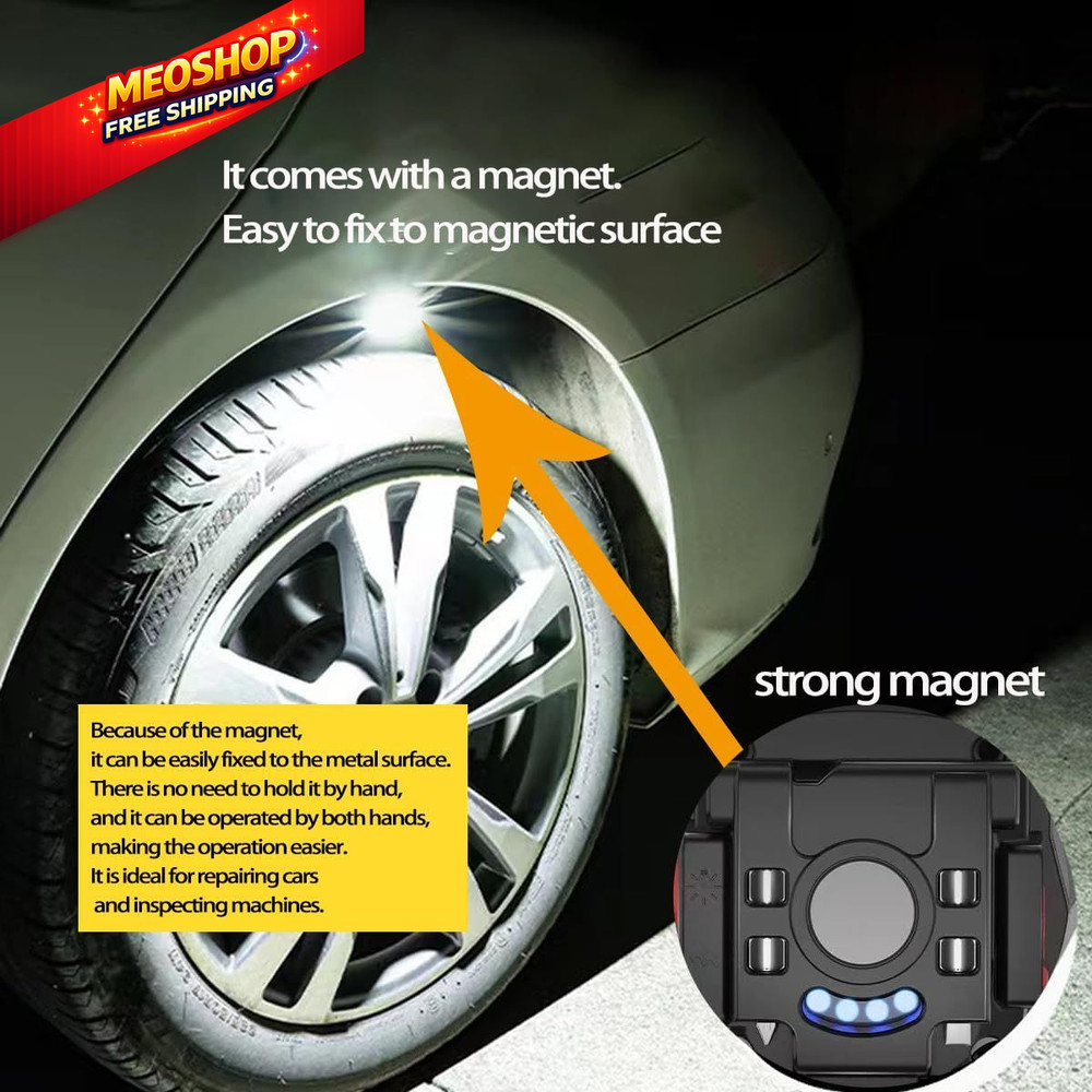 COB Keychain Work Light Flashlights 7 Modes Blue