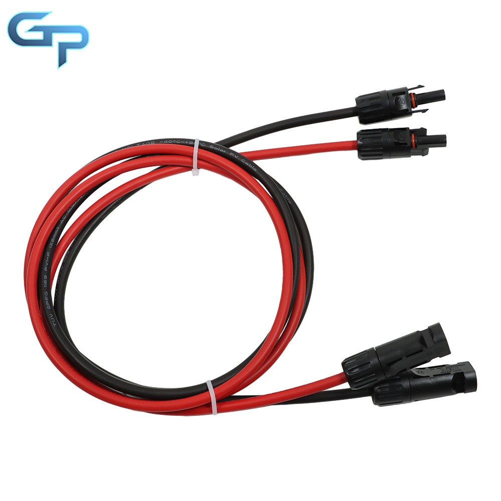 1 Pair Durable 10AWG 5FT Black + Red Solar Panel Extension Cable Wire Connector