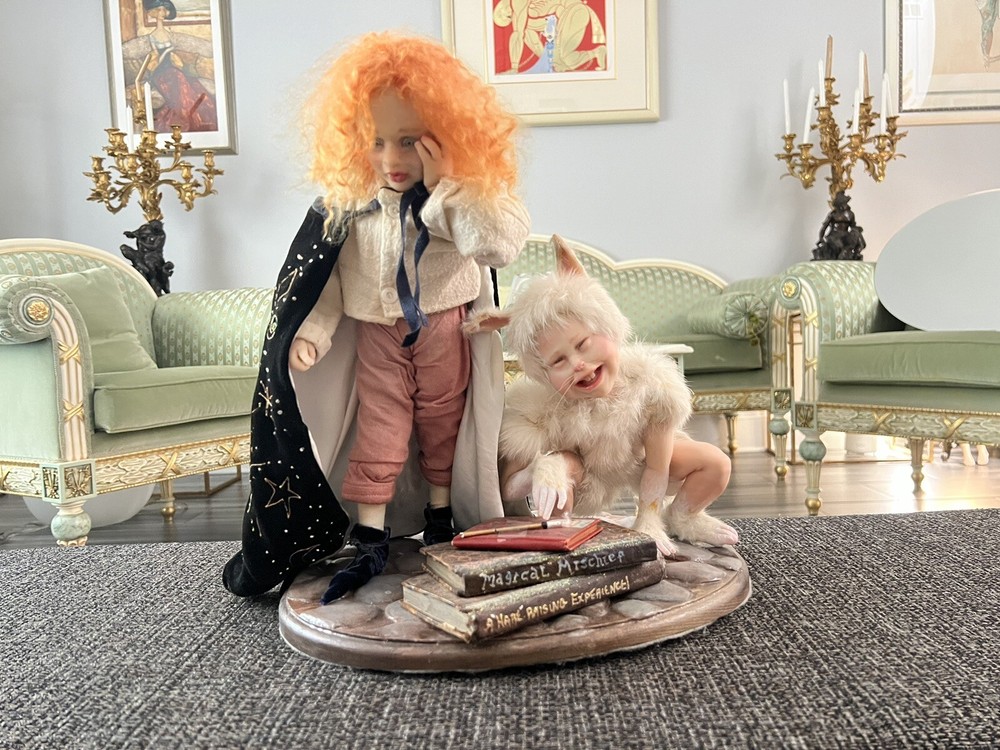 Ooak Fairytale Dolls Composition, Rabbit&Magician