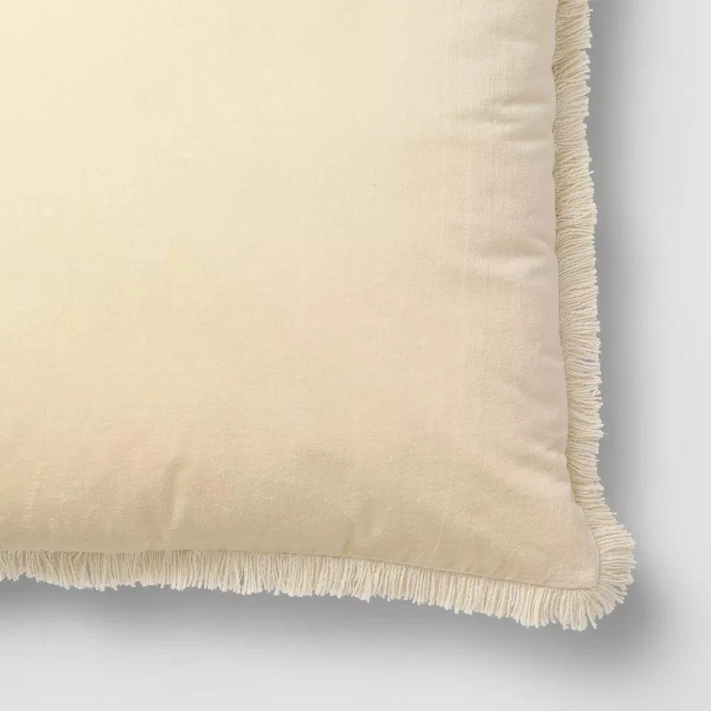USA Oversized Square Solid Velvet Pillow w/ Fringe Yellow - Threshold Designed