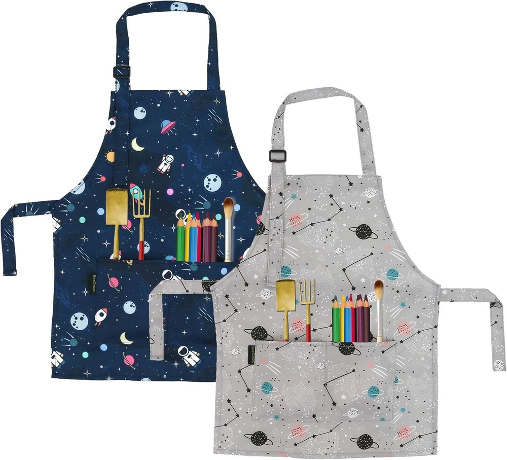 Kids Cooking Aprons w Adjustable Strap Kitchen Aprons w Front