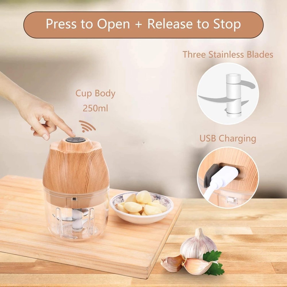 Garlic, Fruit, and Vegetable Mini Food Chopper: Compact Wireless Processor Id...