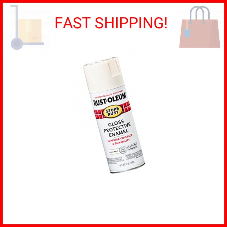 Rust-Oleum 7789830 Stops Rust Spray Paint, 12 oz, Gloss Canvas White