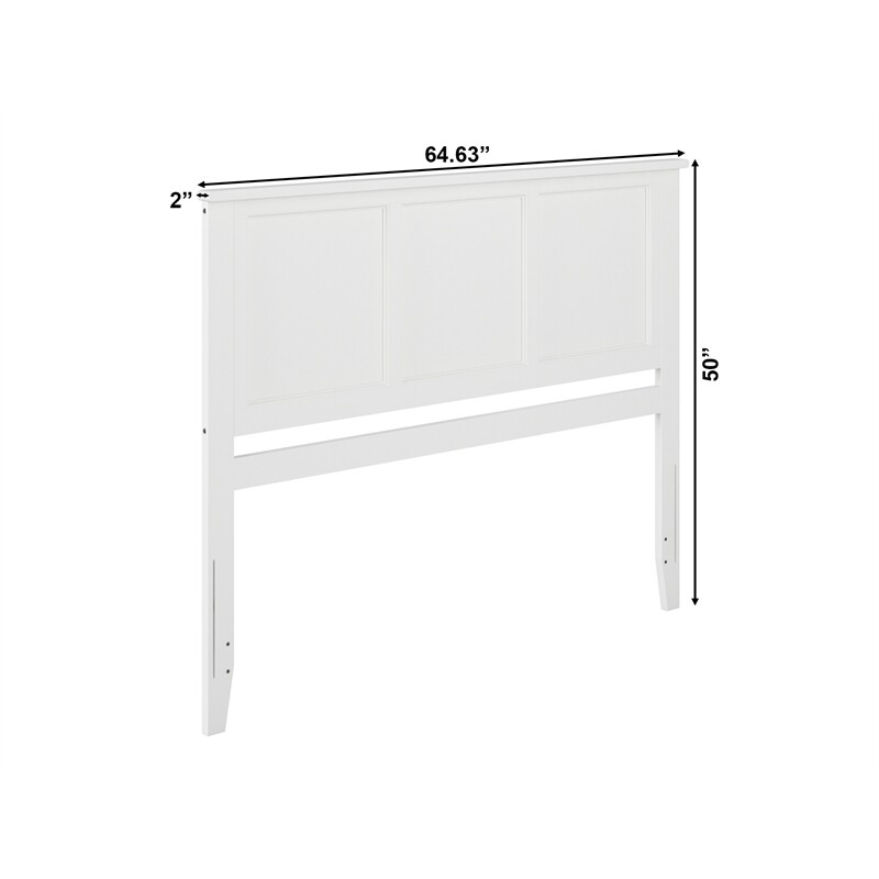 AFI Madison Queen Wood Panel Headboard with Device Charger in White