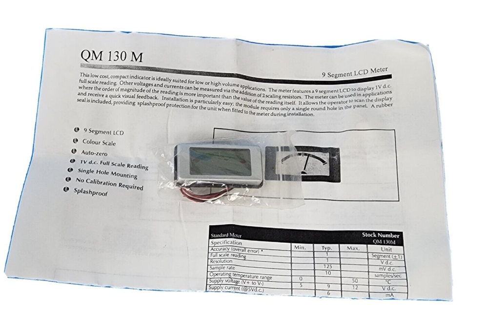 NIB MARTEL ELECTRONICS QM130M LCD PANEL METER