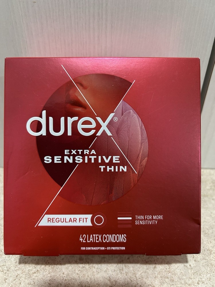 Durex Extra Sensitive Thin Regular Fit Latex Condoms Lubricated 42 Pack