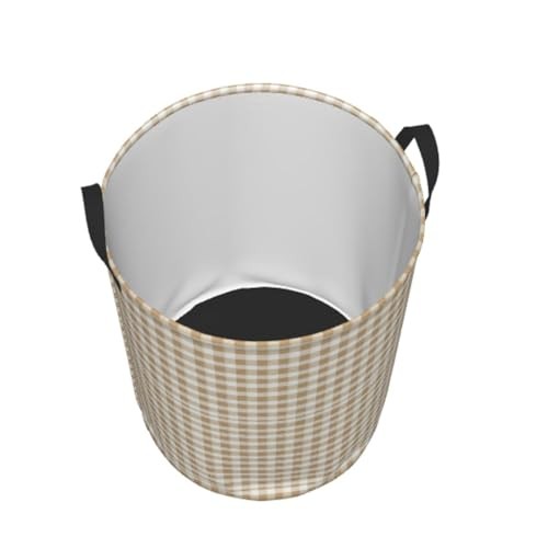 Laundry Basket A Beige Gingham Collapsible Large Capacity, Dirty Clothes