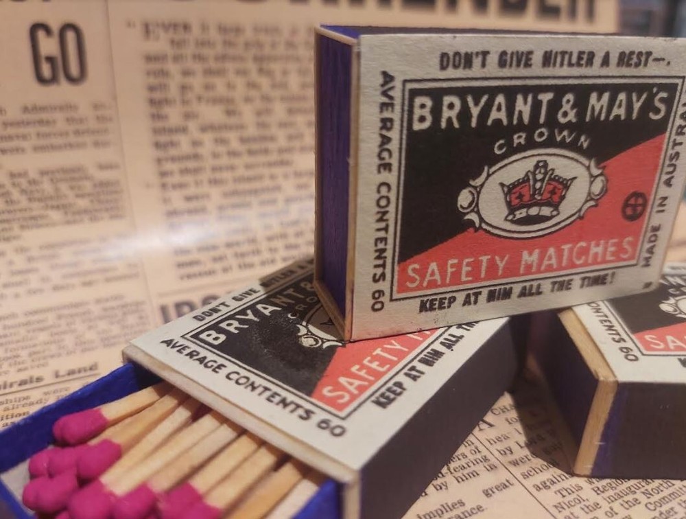 WW2 home front matchbox - "Dont give Hitler a rest " Bryant and May