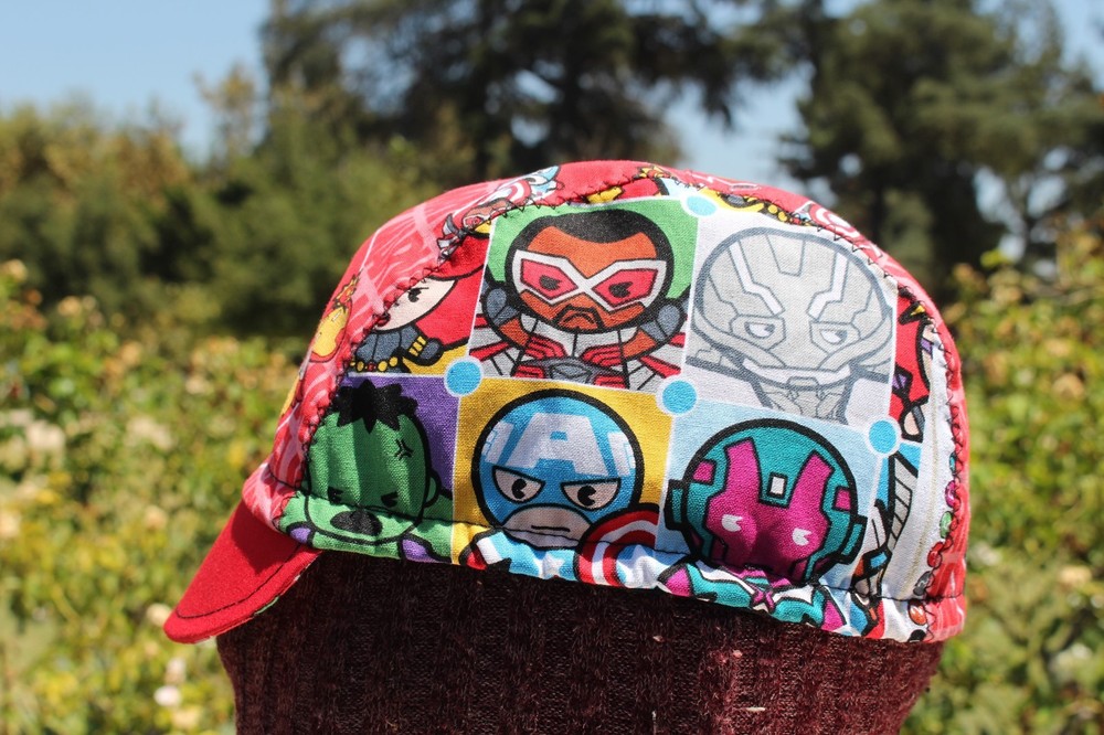 CYCLING CAP MINI MARVEL COMIC  100% COTTON  ONE SIZE HANDMADE