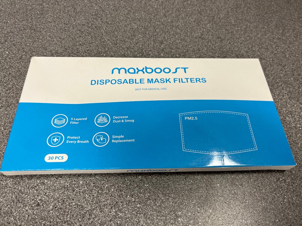 Maxboost PM2.5 Filter Pad Activated Carbon Filter, Pack of 30, Mouth Mask Filter