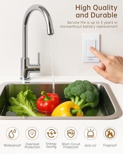Wireless Garbage Disposal Switch with Remote Control, Wall Mounted, 300ft Range,