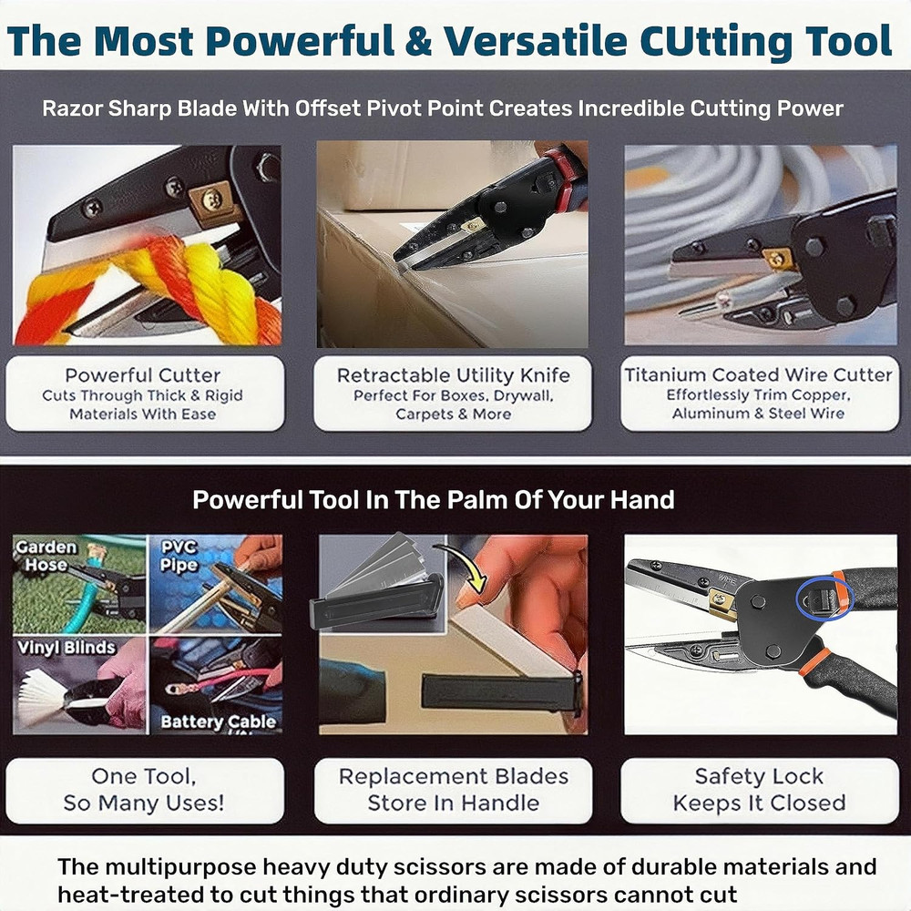 Multipurpose Heavy Duty Scissors All Purpose Utility Industrial Scissors - 6-In-