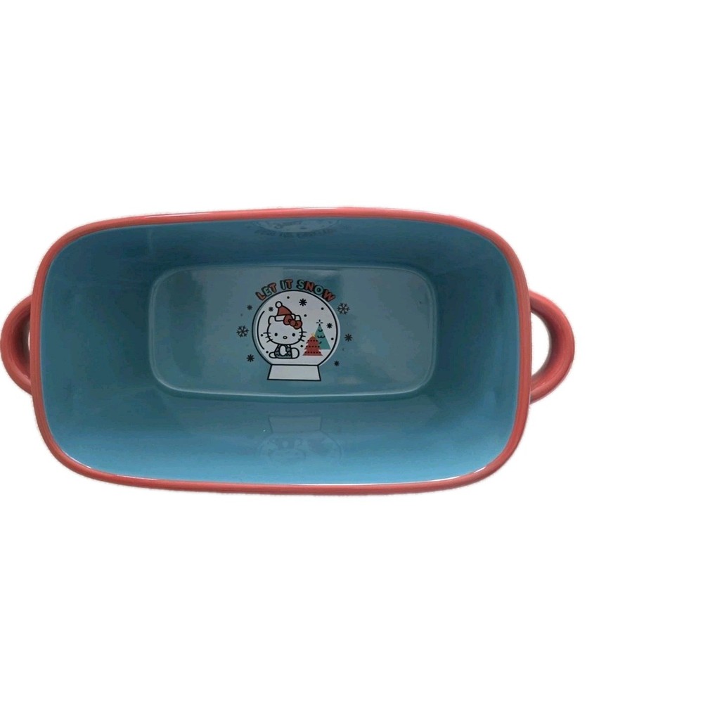 NIB Hello Kitty Ceramic Loaf Pan Let It Snow Globe Design