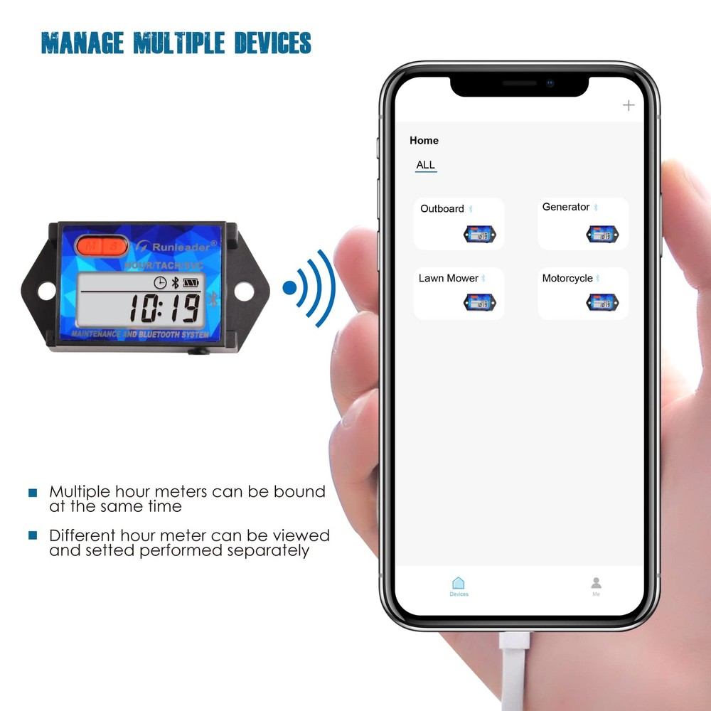 2PCS of RL-HM027BT Digial Bluetooth Hours Tachometer, Battery .