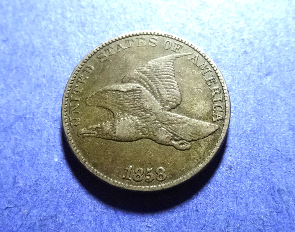 1858 Large Letters Flying Eagle Cent  Ch. VF