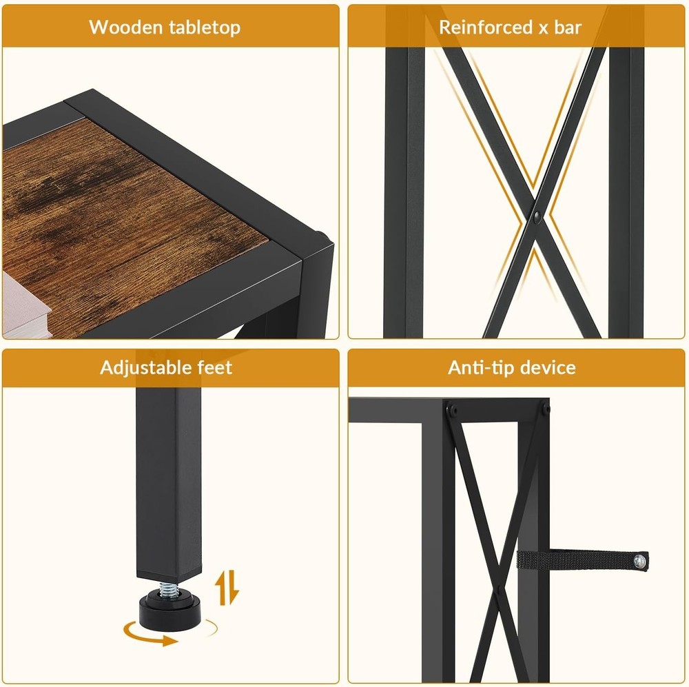 70" Slim Sofa Table, Behind Sofa, Country Brown
