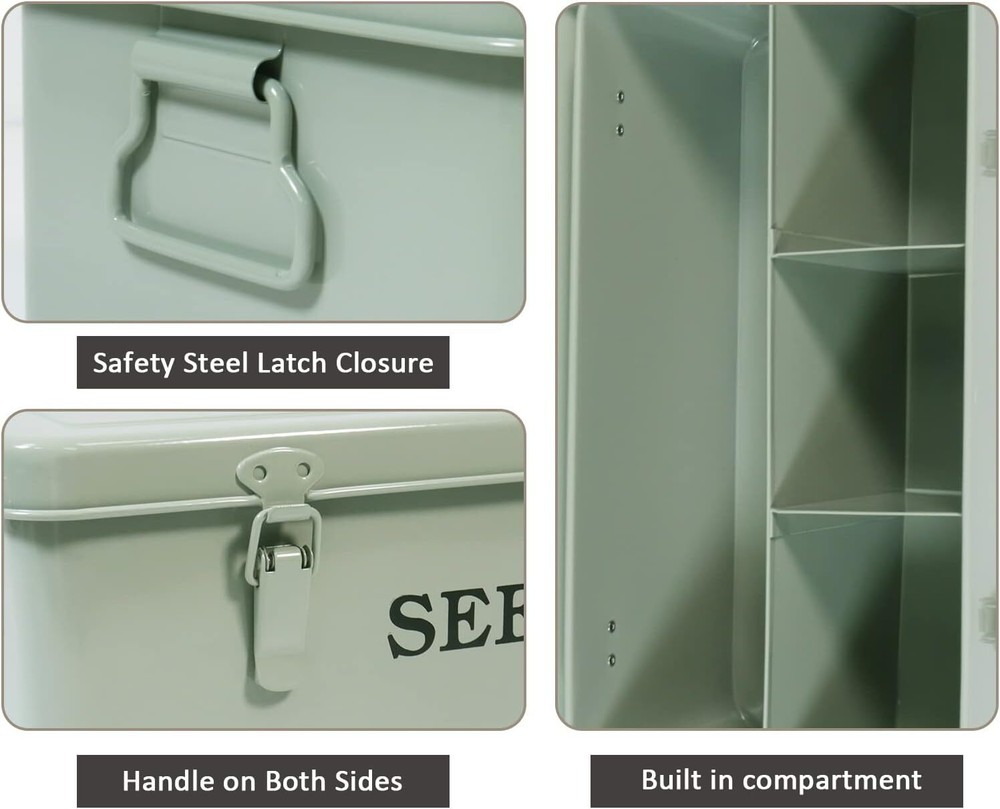Seed Saving Box, Metal Seed Bin,Seed Storage Organizer Box,Seed Packet Container