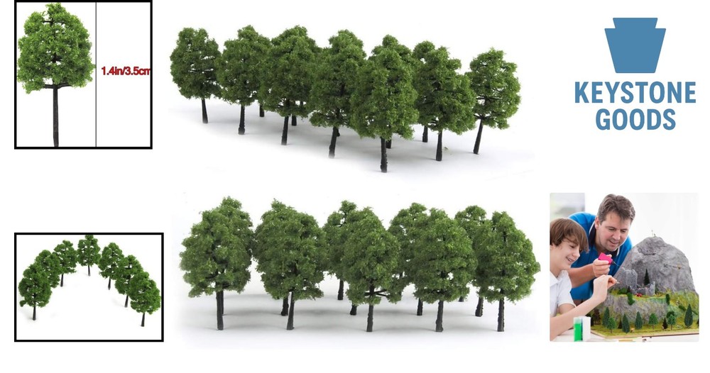 50pcs HO Scale Model Trees for Railroad & Diorama Scenery