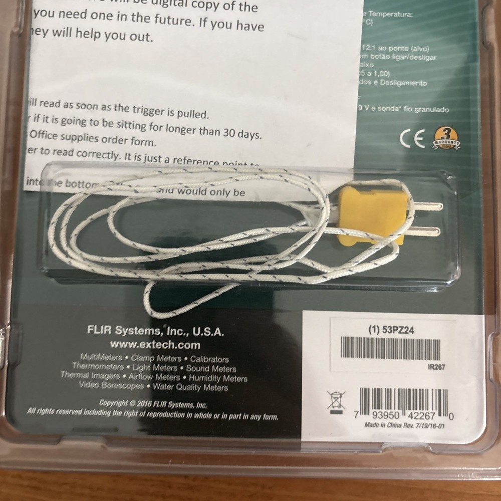 Extech IR267: Mini Infrared Thermometer with Type K