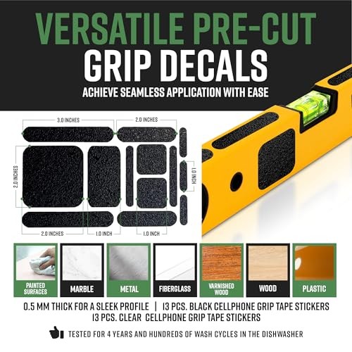 13 Pcs Rectangular Rubber Grip Tape, Rubberized Grip Stickers for 1 pack Black