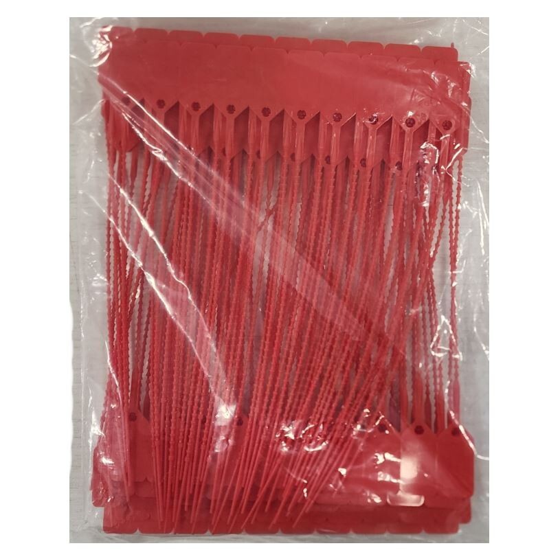*100-Pieces* HCL Security Easy Pull-Tight Seals Unnumbered 9" Red 18320R