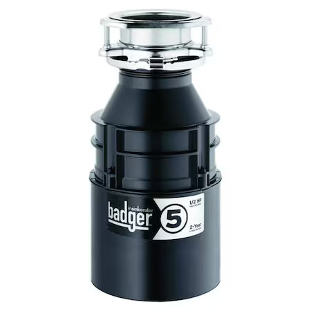 In-Sink-Erator Badger 5 Garbage Disposal, Residential, 1/2 Hp, 26 Oz Grinding