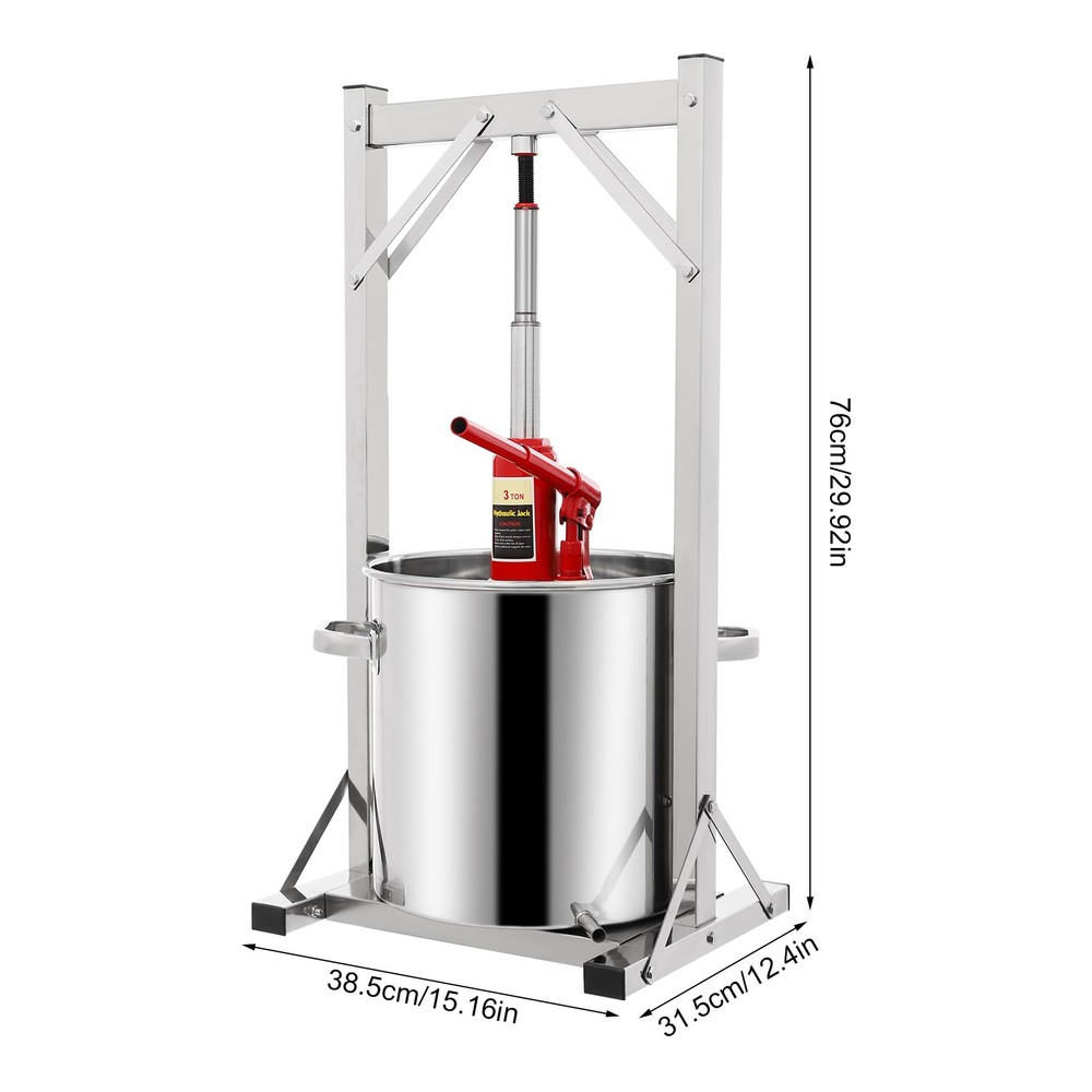 Fruit Wine Press Hydraulic Jack Press for Cider Wine Making 5.8gal Stainless 304