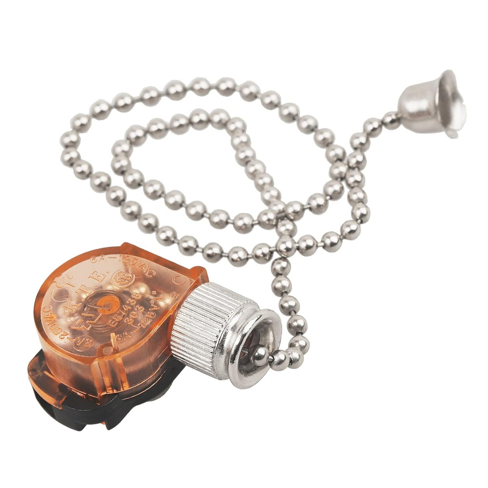 Ceiling Fan Light Switch, E87438 Fan Lamp Switch with 11" Beaded Pull Chain, On-
