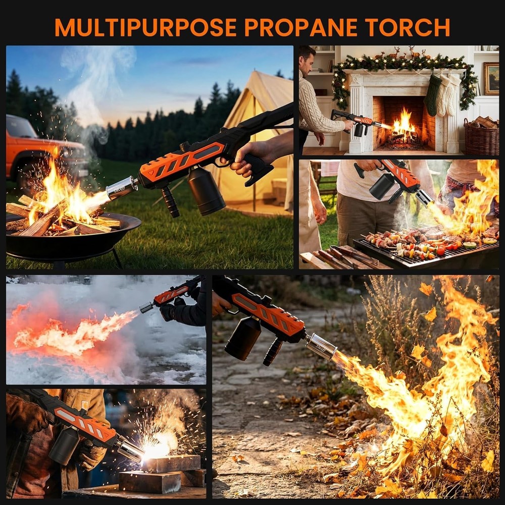 Powerful Propane Torch Gun, Adjustable Flame Thrower Gun, Kitchen Torch with ...