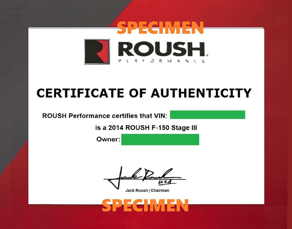 🔴 PERSONALIZED Replica ROUSH Vehicle Authenticity Certificate on Parchment 🔴