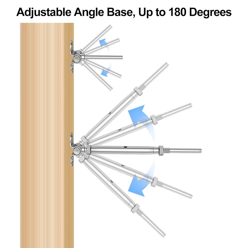 15 Pairs 1/8"Cable Railing Kit Swage Toggle Turnbuckle Hardware Adjustable Angle