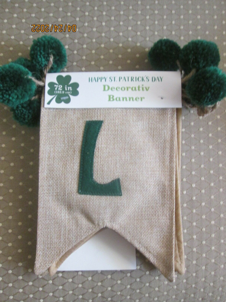 St. Patrick's Day " Lucky " Burlap Banner  72" New