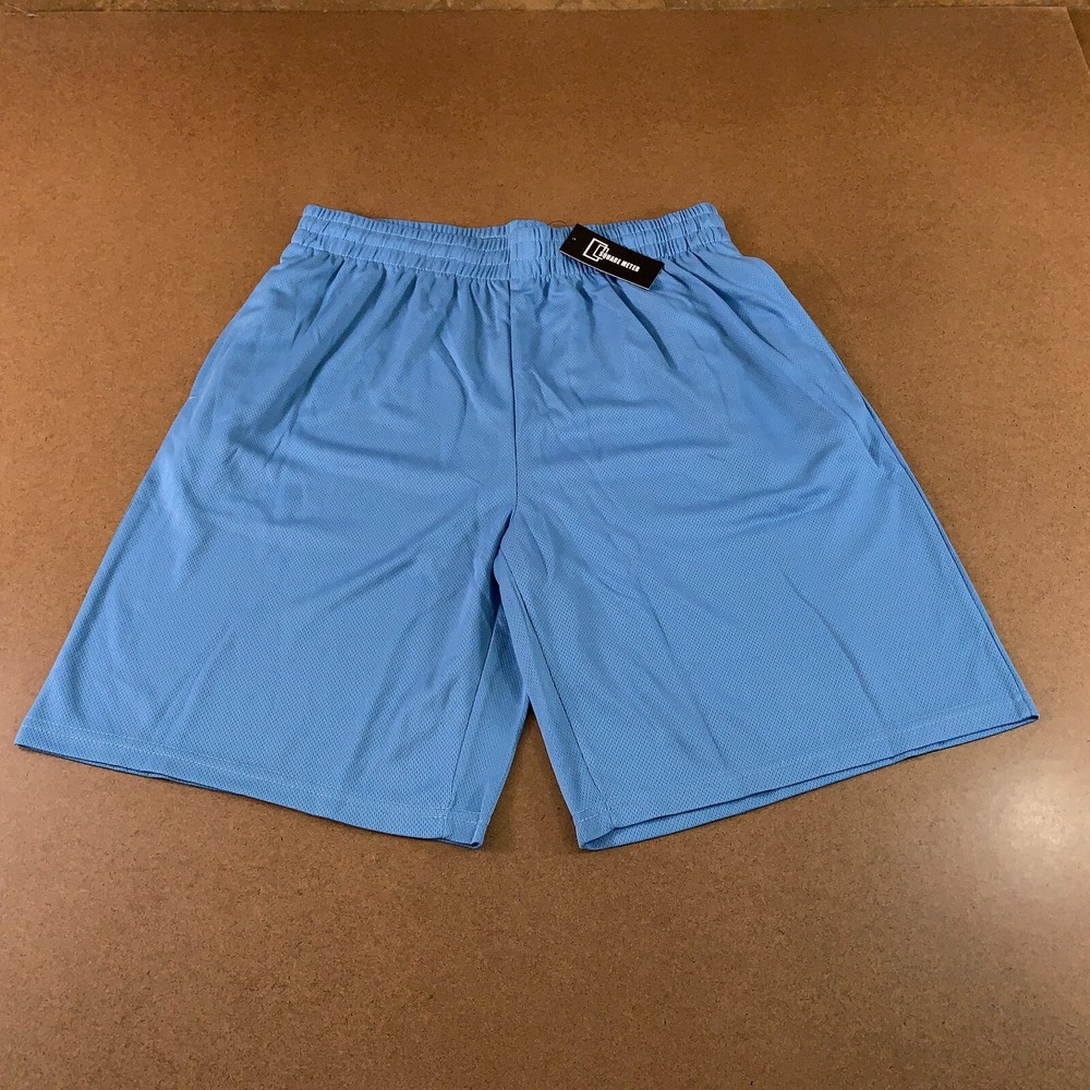 Square Meter Mens Large Blue Mesh Pocketed Drawstring 9" Athletic Shorts NWT