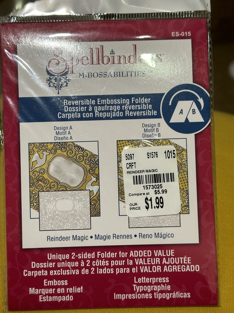 Spellbinders M-Bossabilities Embossing Unique 2 Sided Folders Reindeer Magic