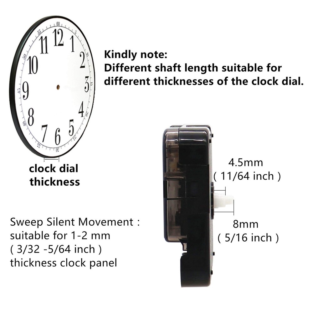 Quartz Clock Movement Continuous Sweep 4.5mm Shaft Replacement