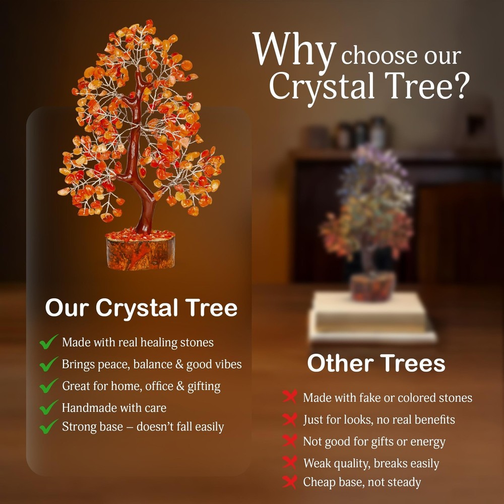 Carnelian Crystal - Gem Tree, Stone Tree, Crystal Tree for Positive Energy, H...