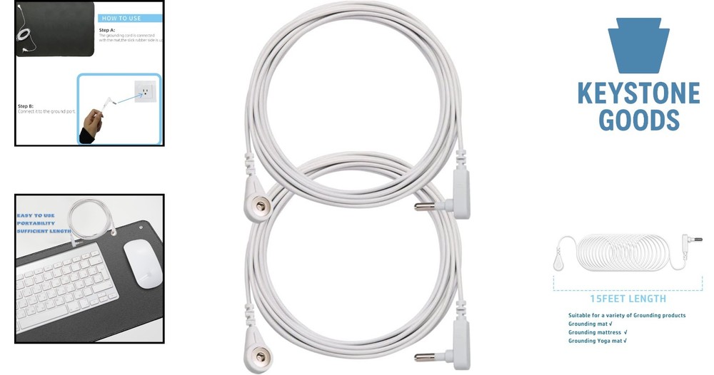 15ft Grounding Cable for Mat, Sheet & Pad - Replacement Wire